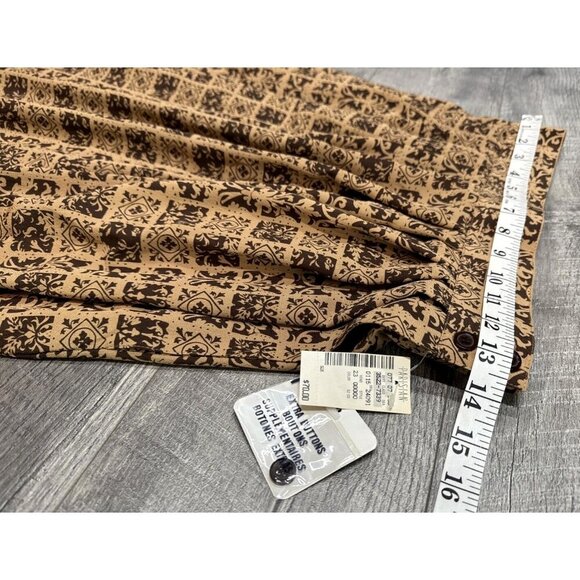 Rena Rowan Skirt 2 Piece Set Womens 10 Tan Button Blouse Pleated Pockets 90s NWT - Picture 7 of 12